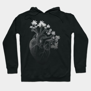 Silver Colored Anatomically Correct Human Heart - Palm Trees Hoodie